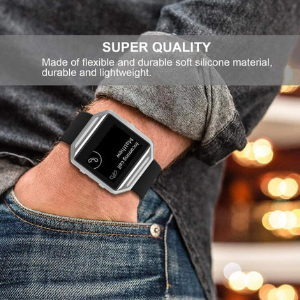 For Fitbit Blaze xDfind Steel Buckle Diagonal Texture Solid Color Silicone Watch Band, S, L