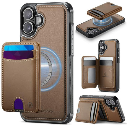 JEEHOOD J10 Flip Card Bag MagSafe Split RFID Leather Phone Case, For iPhone 17 Pro, For iPhone 17, For iPhone Air, For iPhone 16 Pro Max