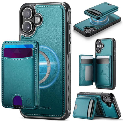 JEEHOOD J10 Flip Card Bag MagSafe Split RFID Leather Phone Case, For iPhone 16 Pro, For iPhone 16 Plus, For iPhone 16, For iPhone 15 Pro Max
