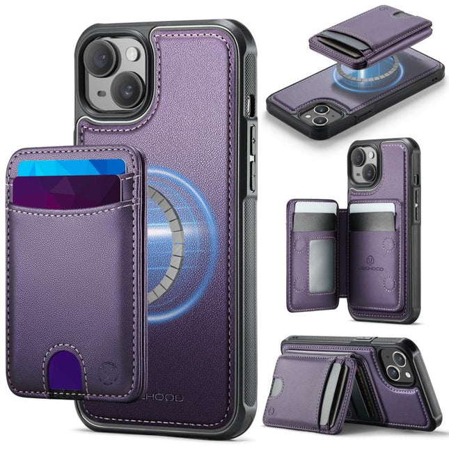JEEHOOD J10 Flip Card Bag MagSafe Split RFID Leather Phone Case, For iPhone 14, For iPhone 14 Pro, For iPhone 14 Pro Max, For iPhone 13 Pro Max