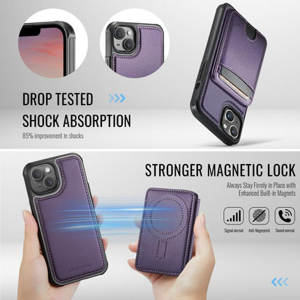 JEEHOOD J10 Flip Card Bag MagSafe Split RFID Leather Phone Case, For iPhone 14, For iPhone 14 Pro, For iPhone 14 Pro Max, For iPhone 13 Pro Max