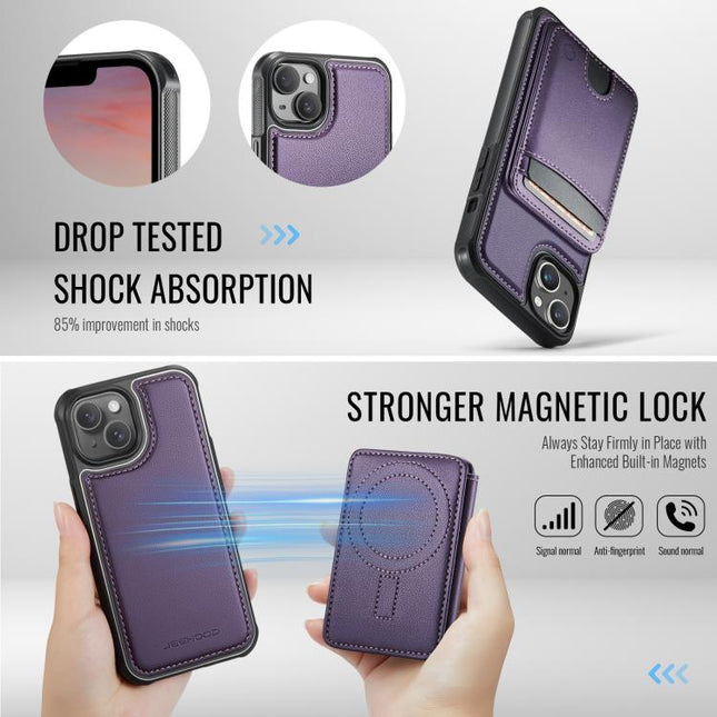 JEEHOOD J10 Flip Card Bag MagSafe Split RFID Leather Phone Case, For iPhone 14, For iPhone 14 Pro, For iPhone 14 Pro Max, For iPhone 13 Pro Max