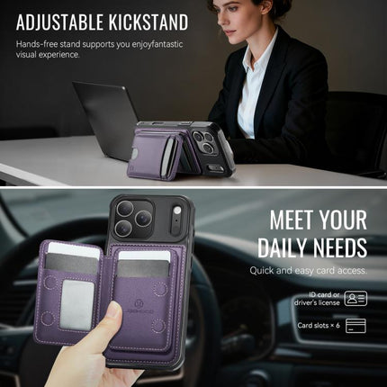 JEEHOOD J10 Flip Card Bag MagSafe Split RFID Leather Phone Case, For iPhone 18 Pro, For iPhone 18 Pro Max, For iPhone 17e / 16e, For iPhone 17 Pro Max