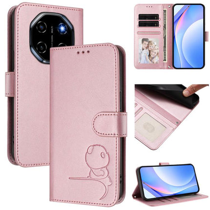 Litter Panda Embossing RFID Leather Phone Case with Lanyard, For Blackview Shark 6