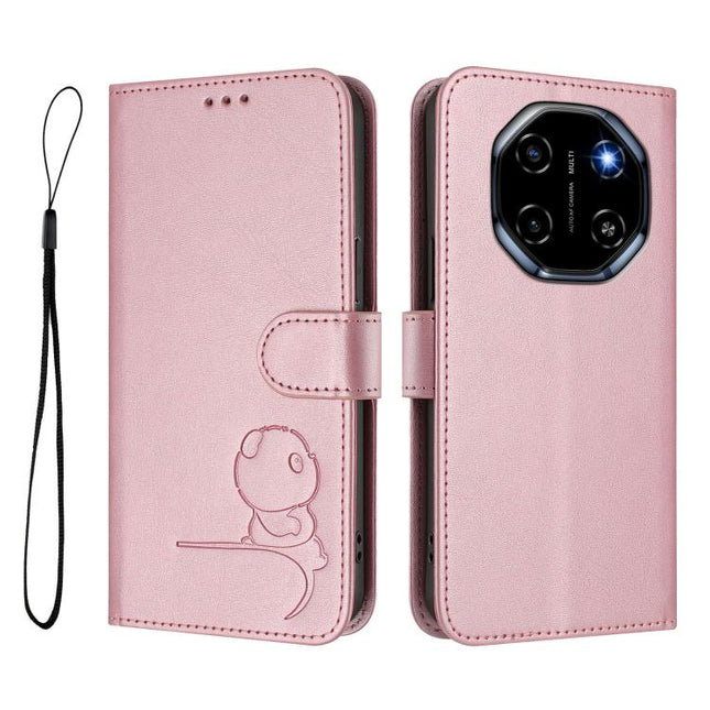 Litter Panda Embossing RFID Leather Phone Case with Lanyard, For Blackview Shark 6