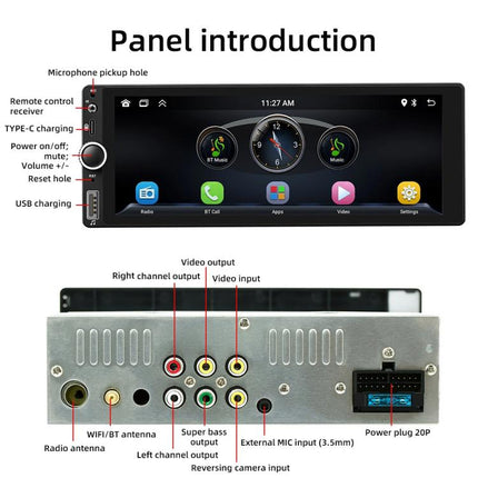 F6021 6.86 inch IPS Screen Car 1Din MP5 Player Support CarPlay & Android Auto, F6021