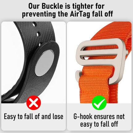 xDfind Silver Buckle Loop Nylon Band Style Anti-lost Tracker Protective Cover, For AirTag 2nd Gen / AirTag 1st Gen