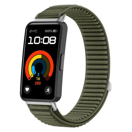 xDfind Woven Nylon Hook And Loop Fastener Metal Interface Watch Band, For Huawei Band 10 / 9 / 8