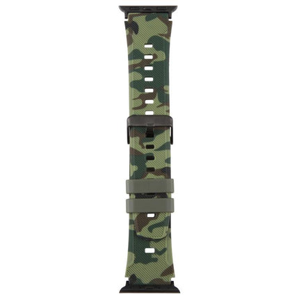 xDfind Black Connector Camouflage Print Silicone Watch Band, For Apple Watch 42 / 44 / 45 / 46 / 49mm, For Apple Watch 38 / 40 / 41 / S10 42mm