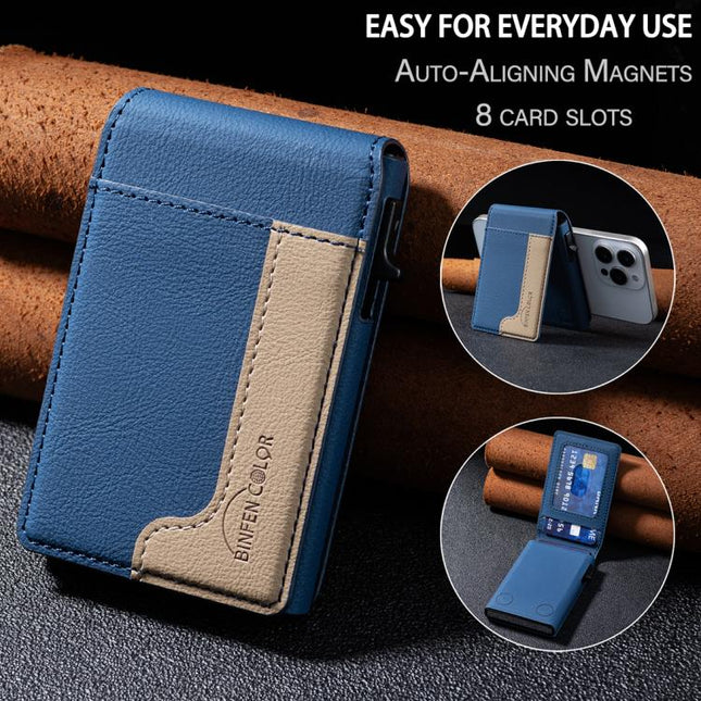 BFK28 Colorblock MagSafe Magnetic Leather Card Bag
