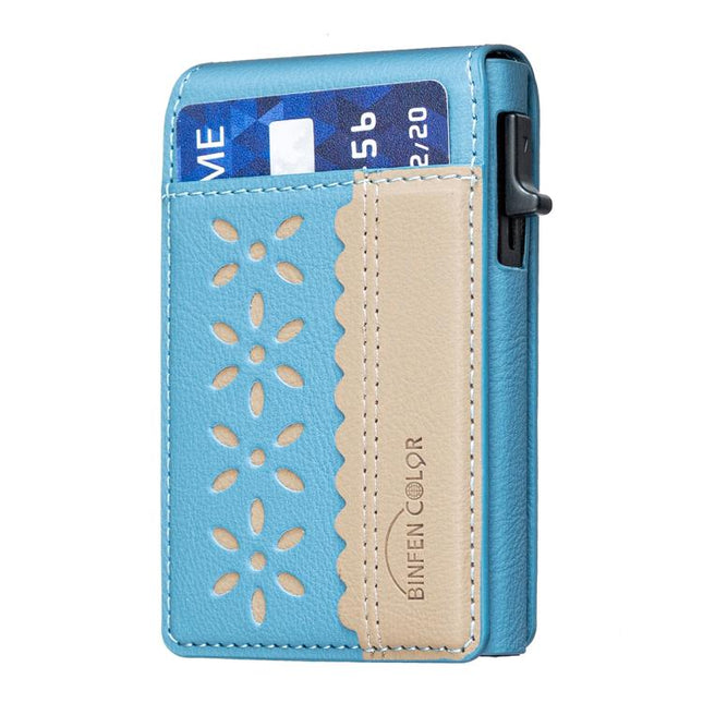 BFK30 Colorblock Flowers Magsafe Magnetic Leather Card Bag