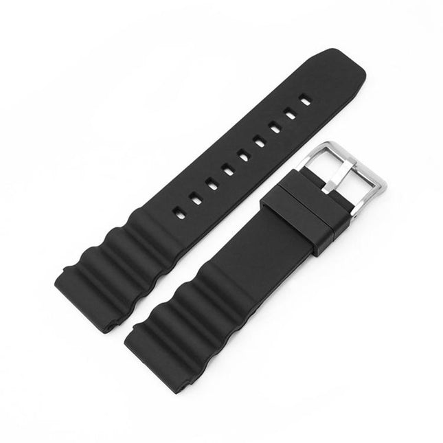 xDfind Silver Buckle Silicone Watch Band, 20mm, 22mm