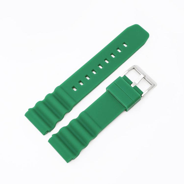 xDfind Silver Buckle Silicone Watch Band, 20mm, 22mm