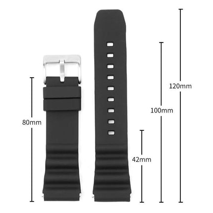 xDfind Silver Buckle Silicone Watch Band, 20mm, 22mm