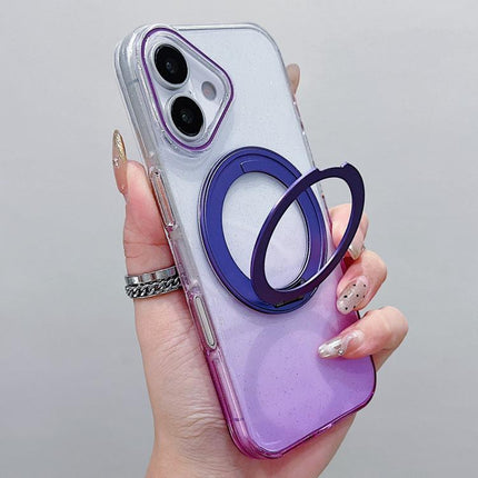 Transparent Gradient 360 Degree Rotation Holder MagSafe Phone Case, For iPhone 16 Plus, For iPhone 16