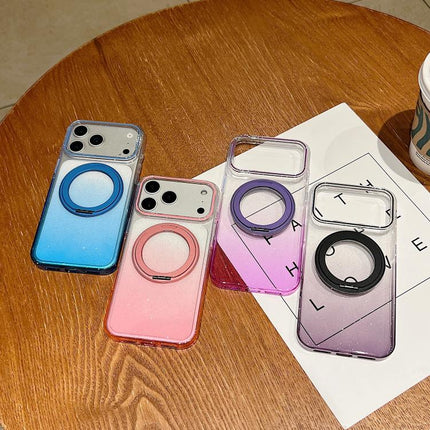 Transparent Gradient 360 Degree Rotation Holder MagSafe Phone Case, For iPhone 16 Plus, For iPhone 16