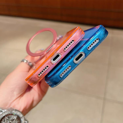 Transparent Gradient 360 Degree Rotation Holder MagSafe Phone Case, For iPhone 16 Plus, For iPhone 16
