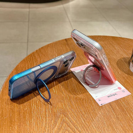 Transparent Gradient 360 Degree Rotation Holder MagSafe Phone Case, For iPhone 16 Plus, For iPhone 16