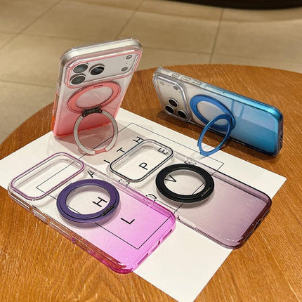 Transparent Gradient 360 Degree Rotation Holder MagSafe Phone Case, For iPhone 16 Plus, For iPhone 16