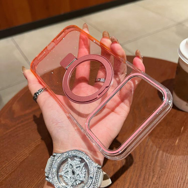 Transparent Gradient Metal Ring Holder MagSafe Phone Case, For iPhone 17 Pro Max, For iPhone 17 Pro, For iPhone 17, For iPhone Air