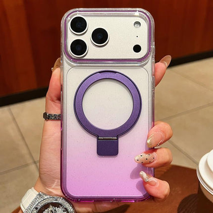 Transparent Gradient Metal Ring Holder MagSafe Phone Case, For iPhone 17 Pro Max, For iPhone 17 Pro, For iPhone 17, For iPhone Air