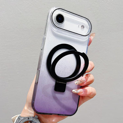 Transparent Gradient Metal Ring Holder MagSafe Phone Case, For iPhone 17 Pro Max, For iPhone 17 Pro, For iPhone 17, For iPhone Air