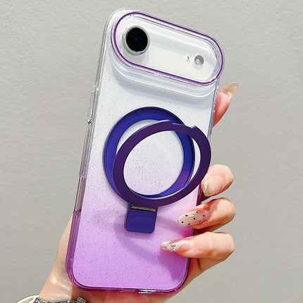 Transparent Gradient Metal Ring Holder MagSafe Phone Case, For iPhone 17 Pro Max, For iPhone 17 Pro, For iPhone 17, For iPhone Air