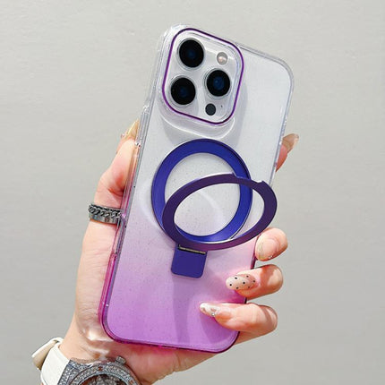 Transparent Gradient Metal Ring Holder MagSafe Phone Case, For iPhone 16 Pro Max, For iPhone 16 Pro, For iPhone 16 Plus, For iPhone 16