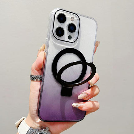 Transparent Gradient Metal Ring Holder MagSafe Phone Case, For iPhone 16 Pro Max, For iPhone 16 Pro, For iPhone 16 Plus, For iPhone 16
