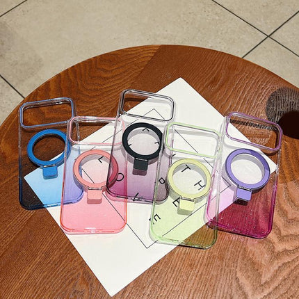 Transparent Gradient Metal Ring Holder MagSafe Phone Case, For iPhone 17 Pro Max, For iPhone 17 Pro, For iPhone 17, For iPhone Air