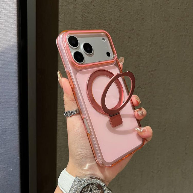 Transparent Colorful Metal Ring Holder MagSafe Phone Case, For iPhone 17 Pro Max, For iPhone 17 Pro, For iPhone 17, For iPhone Air, For iPhone 16 Pro Max, For iPhone 16 Pro