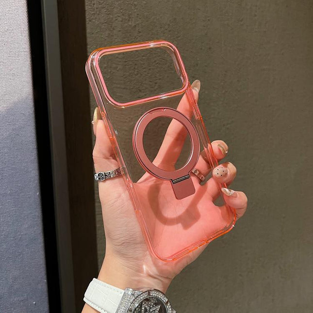 Transparent Colorful Metal Ring Holder MagSafe Phone Case, For iPhone 17 Pro Max, For iPhone 17 Pro, For iPhone 17, For iPhone Air, For iPhone 16 Pro Max, For iPhone 16 Pro