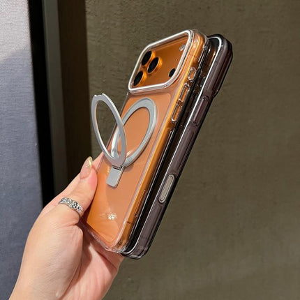 Transparent Colorful Metal Ring Holder MagSafe Phone Case, For iPhone 16 Plus, For iPhone 16