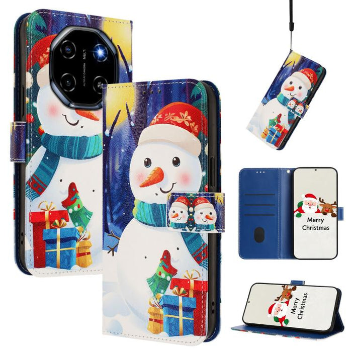 Christmas Series Buckle Leather Phone Case with Hand Strap, For Blackview SHARK 6