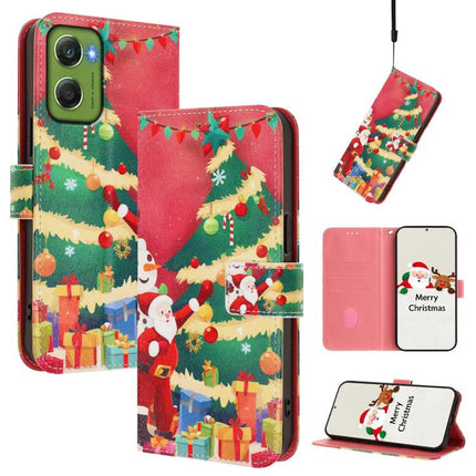 Christmas Series Buckle Leather Phone Case with Hand Strap, For Motorola Moto G67 Power 5G, For Motorola Edge 70 5G, For Motorola Moto G06 4G