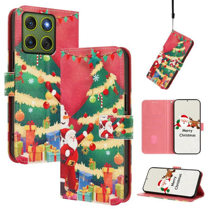 Christmas Series Buckle Leather Phone Case with Hand Strap, For Motorola Moto G67 Power 5G, For Motorola Edge 70 5G, For Motorola Moto G06 4G