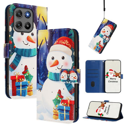 Christmas Series Buckle Leather Phone Case with Hand Strap, For Motorola Moto G67 Power 5G, For Motorola Edge 70 5G, For Motorola Moto G06 4G