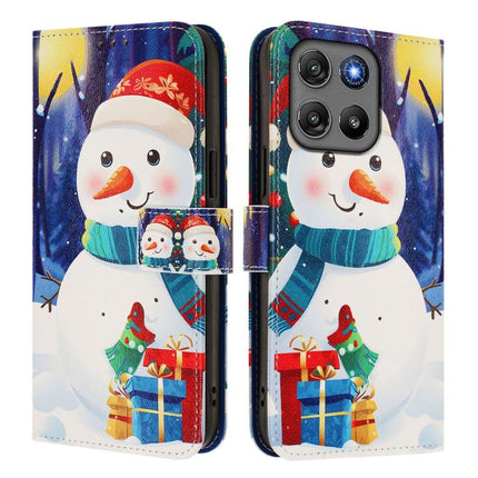 Christmas Series Buckle Leather Phone Case with Hand Strap, For Motorola Moto G67 Power 5G, For Motorola Edge 70 5G, For Motorola Moto G06 4G