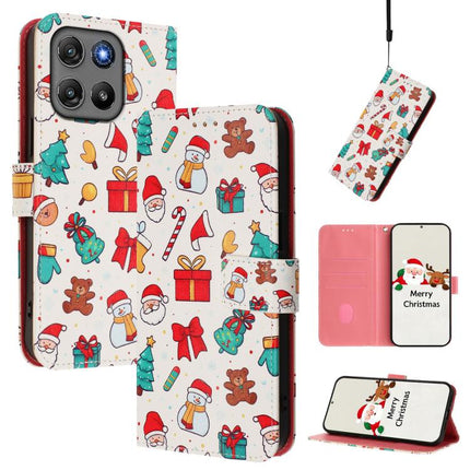 Christmas Series Buckle Leather Phone Case with Hand Strap, For Motorola Moto G67 Power 5G, For Motorola Edge 70 5G, For Motorola Moto G06 4G