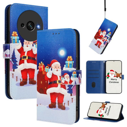 Christmas Series Buckle Leather Phone Case with Hand Strap, For Oukitel C59 / C59 Pro