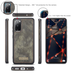 CaseMe 008 Detachable Multifunctional Horizontal Flip Leather Case with Holder & Card Slot & Zipper Wallet & Photo Frame, For Samsung Galaxy S20 FE
