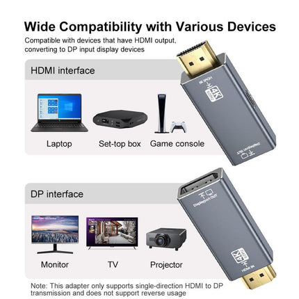 4K 60Hz HDMI Male to DP Female HD Adapter, 60Hz HDMI Male to DP Female