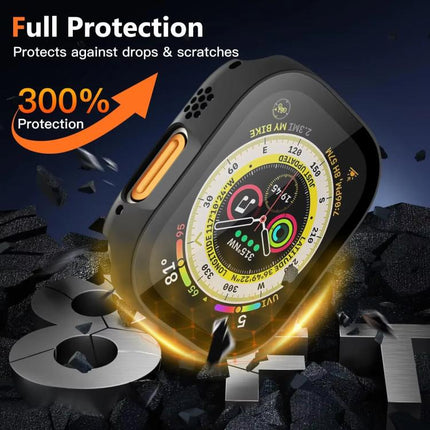 xDfind Tempered Glass Film Integrated PC Watch Cover, For Apple Watch Series 11 42mm / 10 42mm, For Apple Watch Series 9 / 8 / 7 45mm