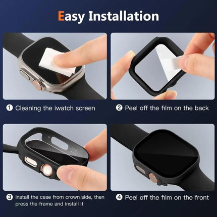 xDfind Tempered Glass Film Integrated PC Watch Cover, For Apple Watch Series 6 / 5 / 4 / SE 40mm, For Apple Watch Series 11 46mm / 10 46mm