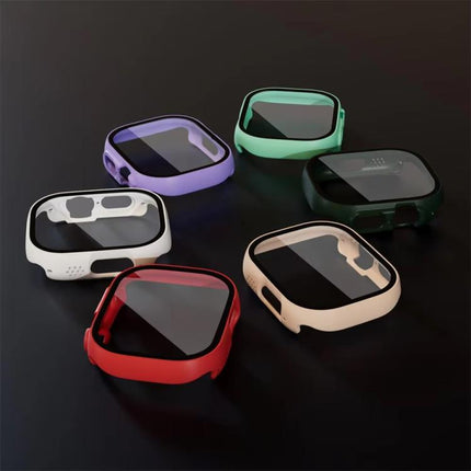 xDfind Tempered Glass Film Integrated PC Watch Cover, For Apple Watch Series 11 42mm / 10 42mm, For Apple Watch Series 9 / 8 / 7 45mm