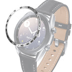 For Samsung Galaxy Watch 3 41mm / Silver Ring Black Letter