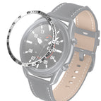 For Samsung Galaxy Watch 3 45mm / Silver Ring Black Letter