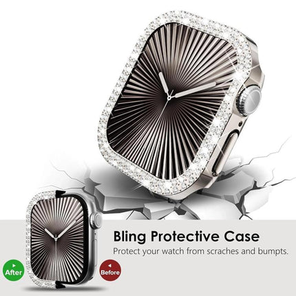 xDfind Double Row Diamond Hollow PC Watch Cover, For Apple Watch Series 11 46mm / 10 46mm, For Apple Watch Series 11 42mm / 10 42mm