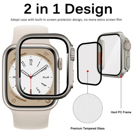 xDfind Change to Ultra 49mm Tempered Glass Film Integrated PC Watch Cover, For Apple Watch Series 6 / 5 / 4 / SE 44mm, For Apple Watch Series 6 / 5 / 4 / SE 40mm, For Apple Watch Series 9 / 8 / 7 45mm, For Apple Watch Series 9 / 8 / 7 41mm