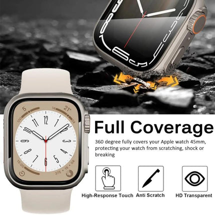 xDfind Change to Ultra 49mm Tempered Glass Film Integrated PC Watch Cover, For Apple Watch Series 6 / 5 / 4 / SE 44mm, For Apple Watch Series 6 / 5 / 4 / SE 40mm, For Apple Watch Series 9 / 8 / 7 45mm, For Apple Watch Series 9 / 8 / 7 41mm